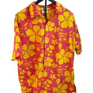 Leosaurus Dino Sour red yellow floral Hawaiian shirt. Size 2XL. vacation, resort